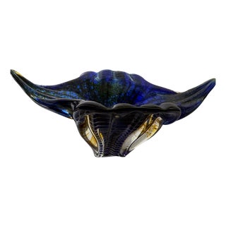 Sculptural Cobalt Blue Art Glass Centerpiece Bowl from Egermann, 1980s For Sale