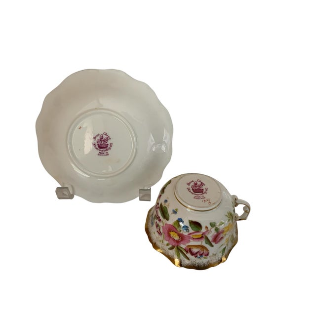 Vintage Hammersley "Queen Anne" Bone China Flat Cup &amp; Saucer Made in England 1940s-1950s. Cup Approx. 2 3/4" High x 4...