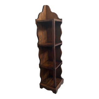 1970s Vintage Solid Wood Petite Corner Bookcase For Sale