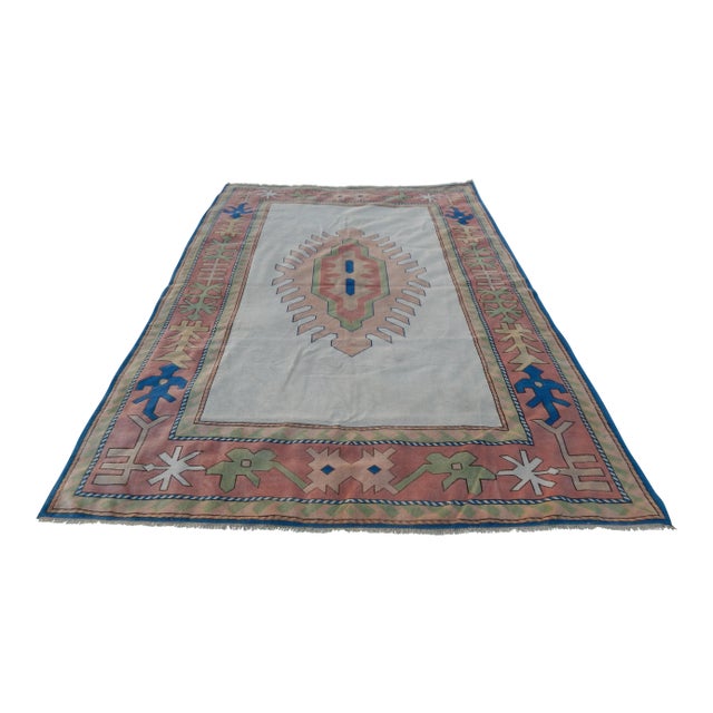 Vintage Soft Color Oversize Turkish Oushak Rug 7'10" X 11'6" For Sale