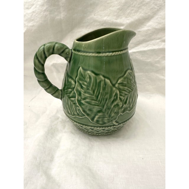 Ceramic Bordallo Pinheiro "Leaf Service" Green Pitcher For Sale - Image 7 of 7