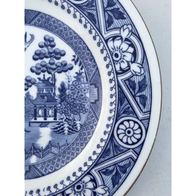 Wedgwood Antique Chinoiserie Blue Willow Shallow Bowls and Plates - A Set of 11 For Sale - Image 10 of 12