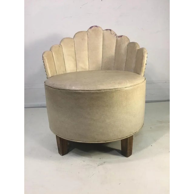 Fluted Fan Form Back Barrel Chair Designed in the 1930's Attributed To Gilbert Rohde For Herman Miller.In Original Art...