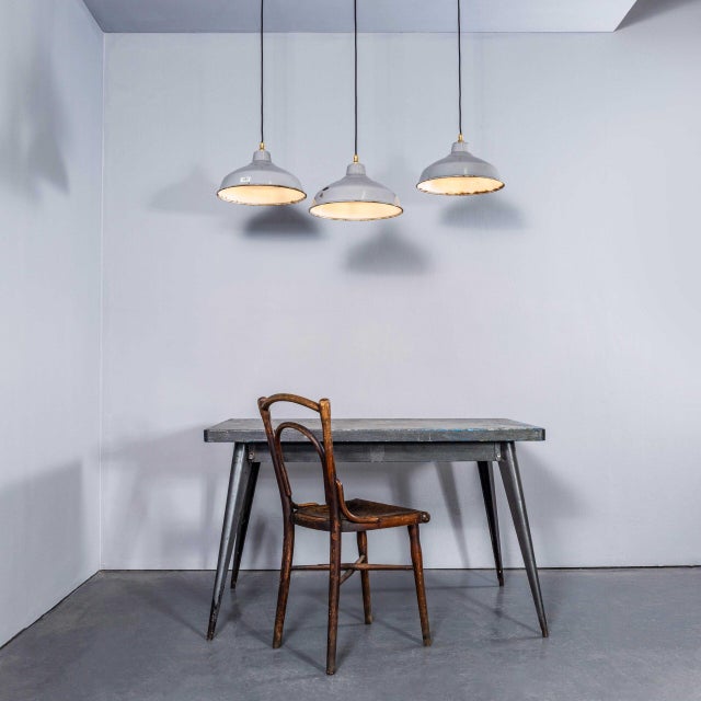 Textile Industrial Enamelled Grey Model 5 Pendant Lamp from Benjamin, 1950s For Sale - Image 7 of 11