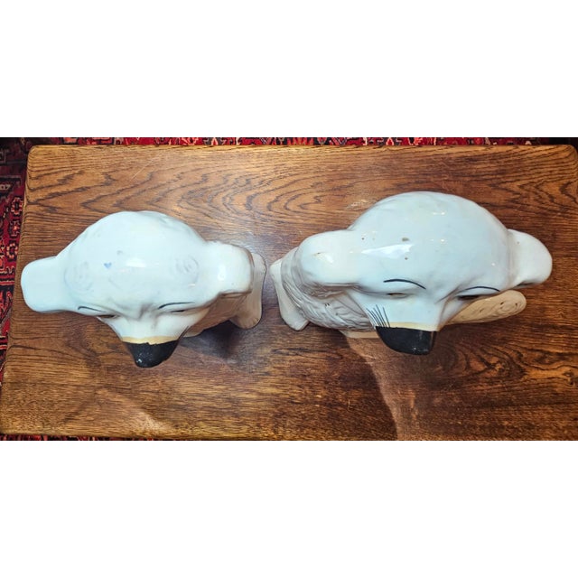 Pair of Antique Old Staffordshire Dogs With Newcomb Collage in New Orleans Provenance For Sale - Image 12 of 15