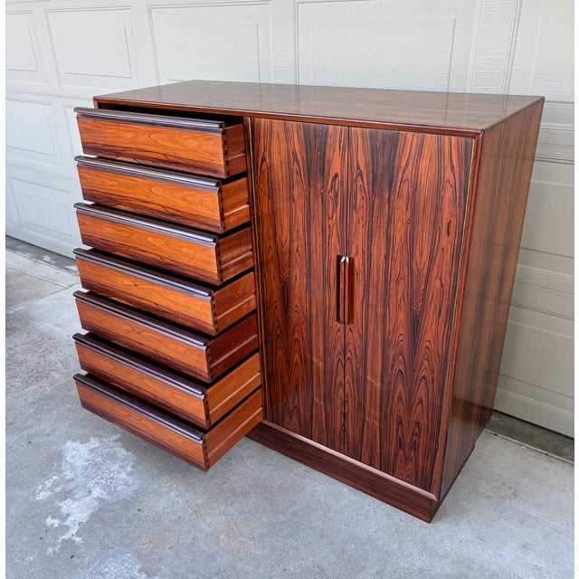 1960s Vintage Danish Westnofa Rosewood Dresser Gentleman's Chest Drawers Highboy For Sale - Image 5 of 14