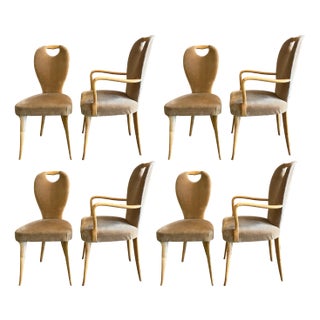 Wooden and Fabric Dining Room Chairs attributed to Osvaldo Borsani for Ignoto, 1960s, Set of 8 For Sale