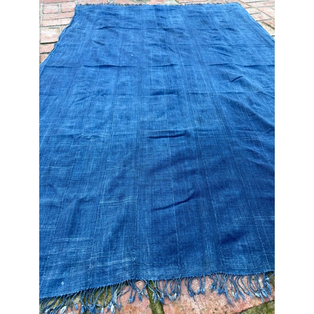 African Vintage African Indigo Denim Mossi Mudcloth 66” L X 44” W Textile | No. 139 For Sale - Image 3 of 7
