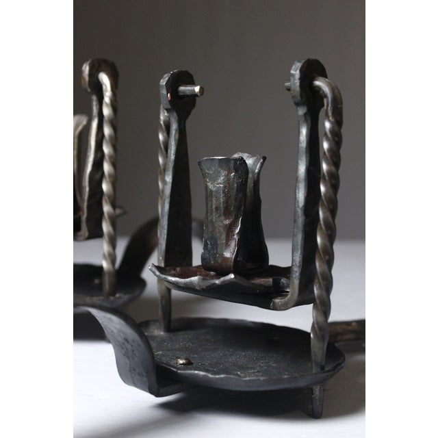 Metal French Castle Wrought Iron Candle Sconces, Set of 2 For Sale - Image 7 of 11