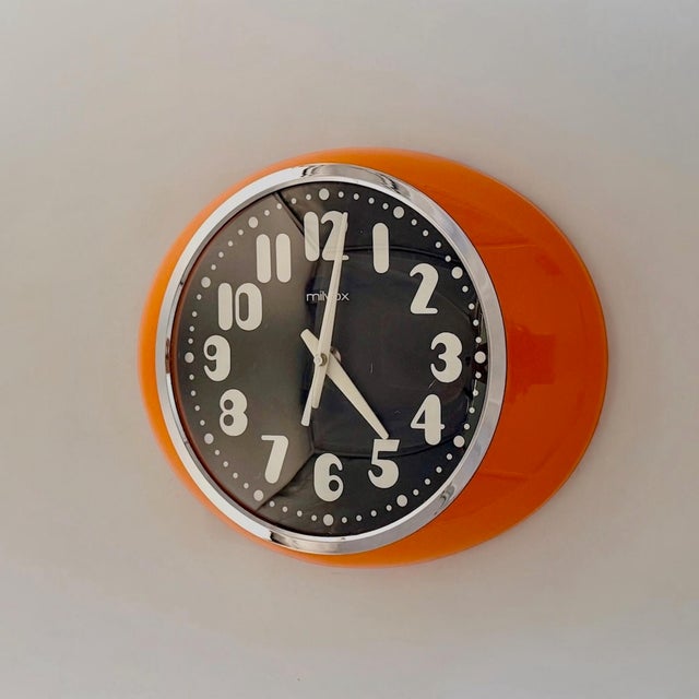 Space Age Orange Wall Clock by Milvox, 1970s For Sale - Image 9 of 13
