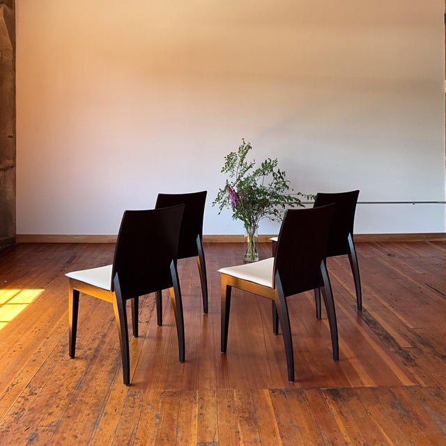 Vintage Sexy Back Wenge Finish Dining Chairs For Sale - Image 4 of 10