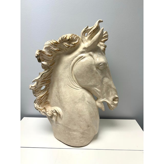 Vintage Plaster Horse Head Sculpture For Sale - Image 4 of 8