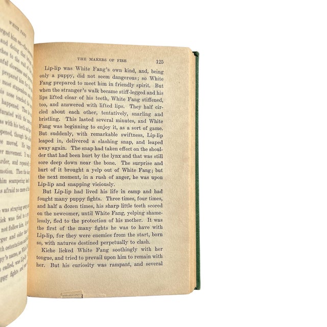 Green Antique Jack London White Fang Seven Seas Edition Collier Illustrated c.1906 For Sale - Image 8 of 15