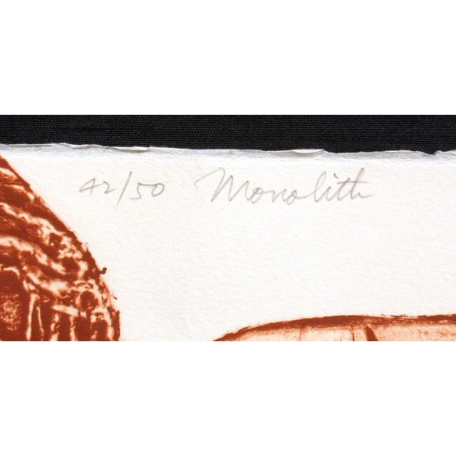 1970s John Ross "Monolith, Valley, Wall, Escarpment" Signed Collagraph Etchings Rust - Set of 4 For Sale - Image 11 of 12