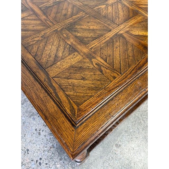 Late 20th Century Parquet Top Rustic Oak Jacobean Coffee Table For Sale - Image 10 of 10