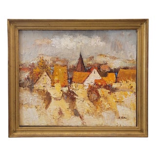 Etienne Ritter, Alsatian Village, 1950s, Oil on Canvas For Sale