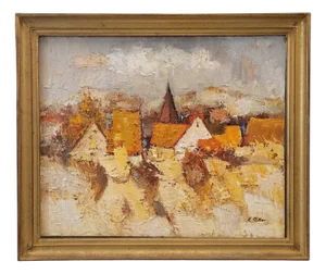 Etienne Ritter, Alsatian Village, 1950s, Oil on Canvas