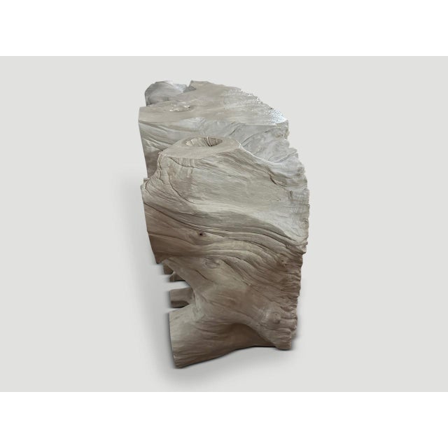 Andrianna Shamaris Century Old Bleached Teak Wood Console Table For Sale - Image 13 of 18