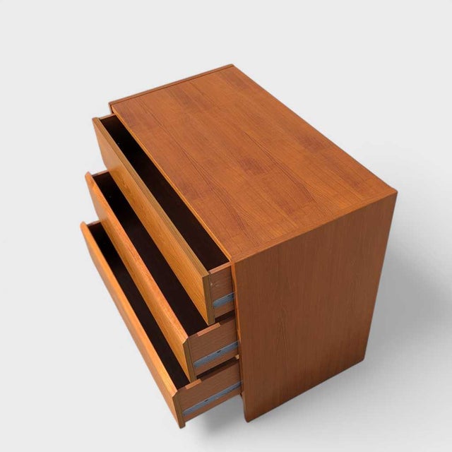 1960s Petite Danish Modern Teak Three-Drawer Dresser or Nightstand For Sale In Los Angeles - Image 6 of 13