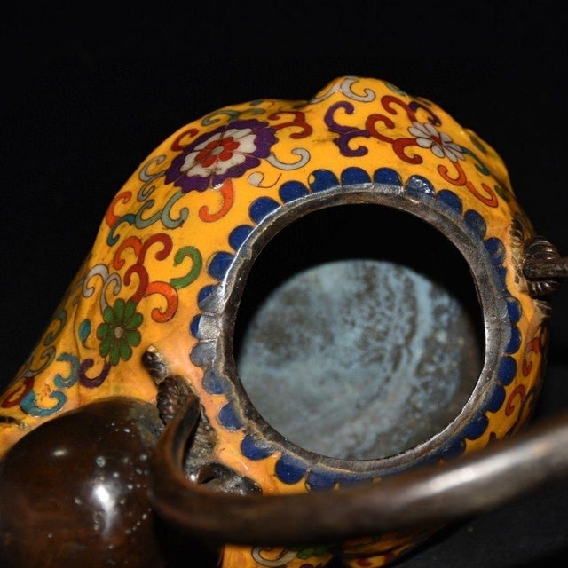 Metal Late 19th Century Cloisonné Enamel Maitreya Buddha Ewer, 1.36kg For Sale - Image 7 of 8
