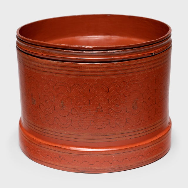 Wood Burmese Yun Lacquer Container, C. 1900 For Sale - Image 7 of 7