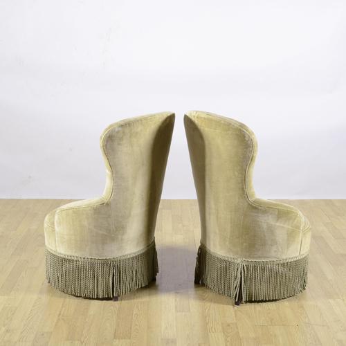 Danish Velvet Armchairs with Fringed Skirts, 1950s, Set of 2 For Sale - Image 3 of 8
