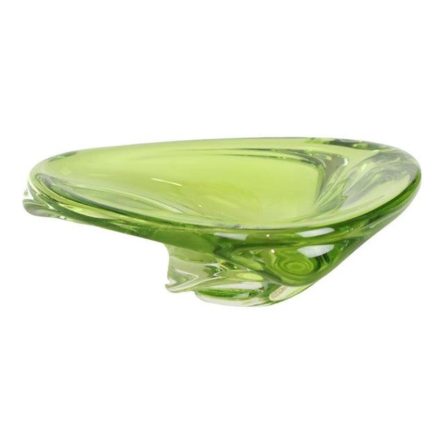 Vintage Green Crystal Bowl from Val Saint Lambert, 1960s For Sale - Image 6 of 13