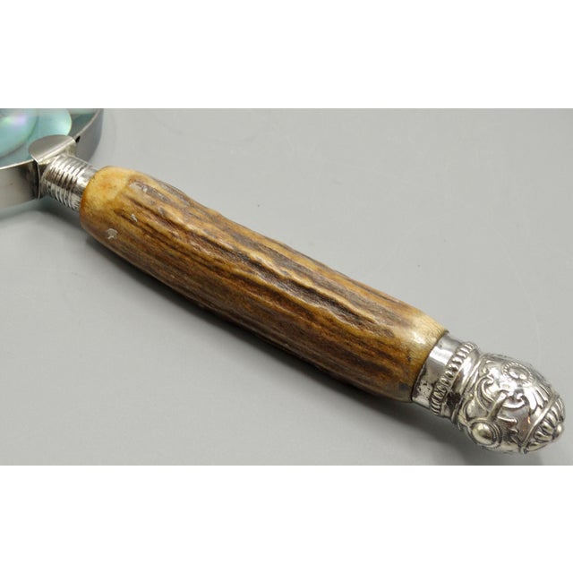 Antique English Sterling & Stag Horn Magnifying Glass Hallmarks For Sale - Image 6 of 8