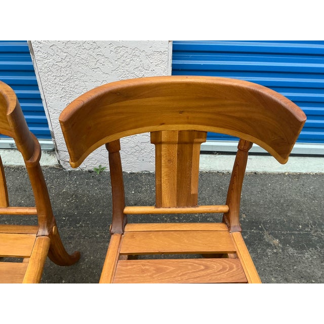 Teak Klismos Patio Dining Chairs. - Set of 6 For Sale - Image 12 of 12