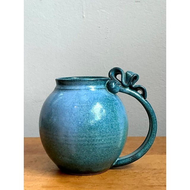 Vintage Blue Speckled Pottery Jug For Sale - Image 4 of 12