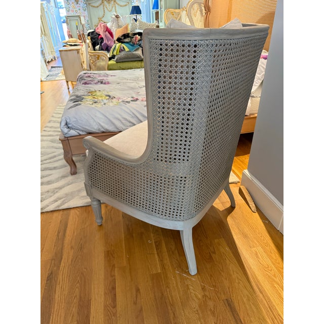 Cane Armchair Reclaimed Weathered Grey Wash For Sale - Image 11 of 12
