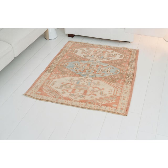 Peach Vintage Peach Colour Oushak Rug For Sale - Image 8 of 10