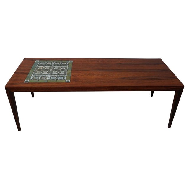 Restored Rosewood Coffee Table with Royal Copenhagen Tiles by Severin Hansen for Haslev Møbelsnedkeri, 1960s For Sale - Image 9 of 9