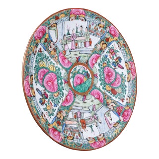 Antique Famille Rose Display Plate, Oriental, Rose Medallion, Charger, Edwardian For Sale