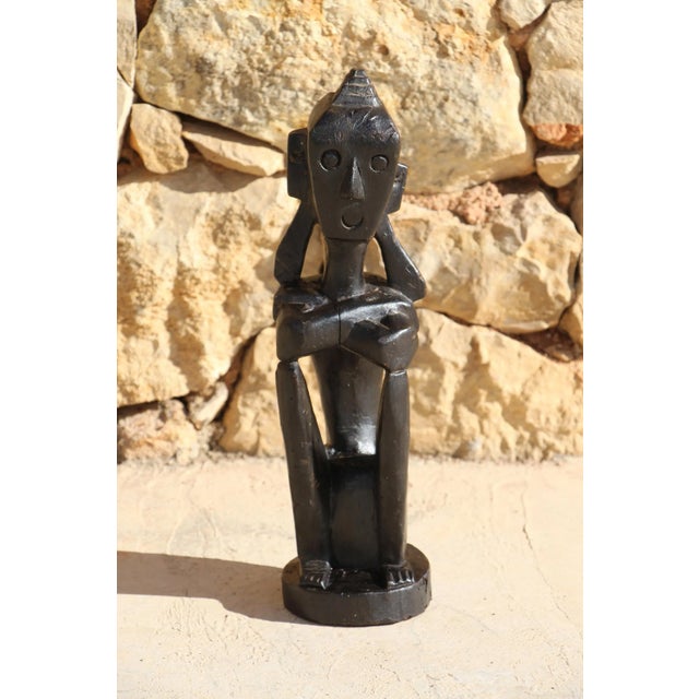 Wood 1950s Mid-Century Pacific Carved Wood Figure For Sale - Image 7 of 13