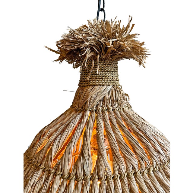 2020s Telum Grass Fringe Coastal Tribal Pendant Light Medium For Sale - Image 5 of 10