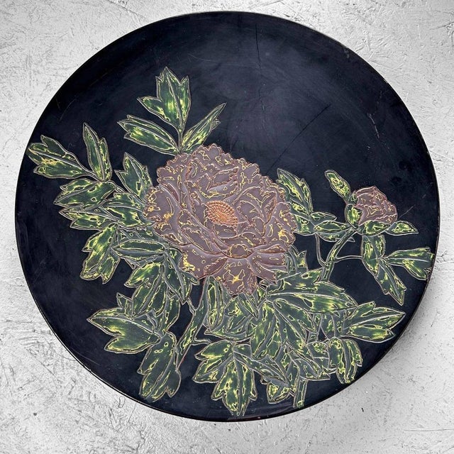 Japanese Urushi-Suri Lacquer Bowl with Floral Design, 1940s For Sale - Image 16 of 16