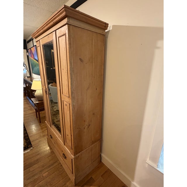 English Antique Scrubbed Pine Armoire For Sale - Image 3 of 11
