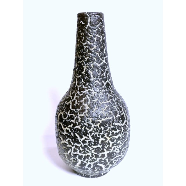 Charcoal Ceramic Table Vase with Cracked Pattern, 1970s For Sale - Image 11 of 11