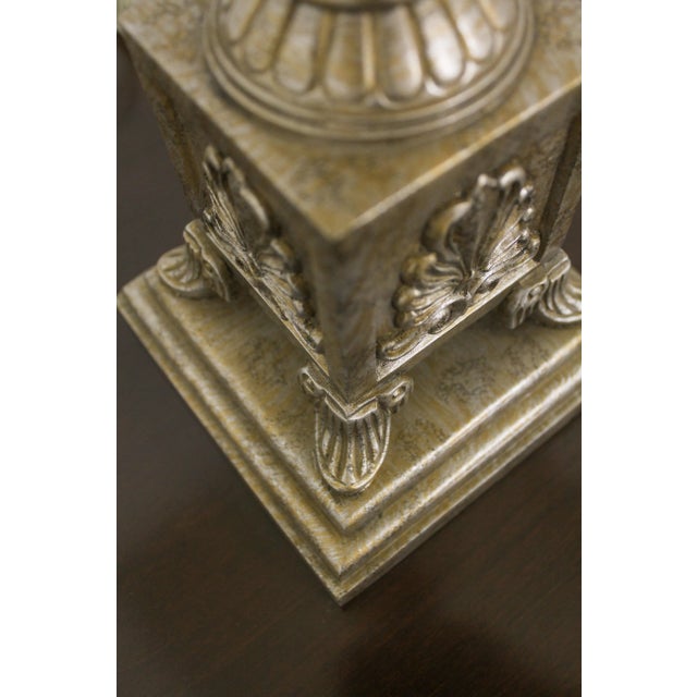 Regency Style Silver Finish & Glass Urn Table Lamp For Sale - Image 9 of 12