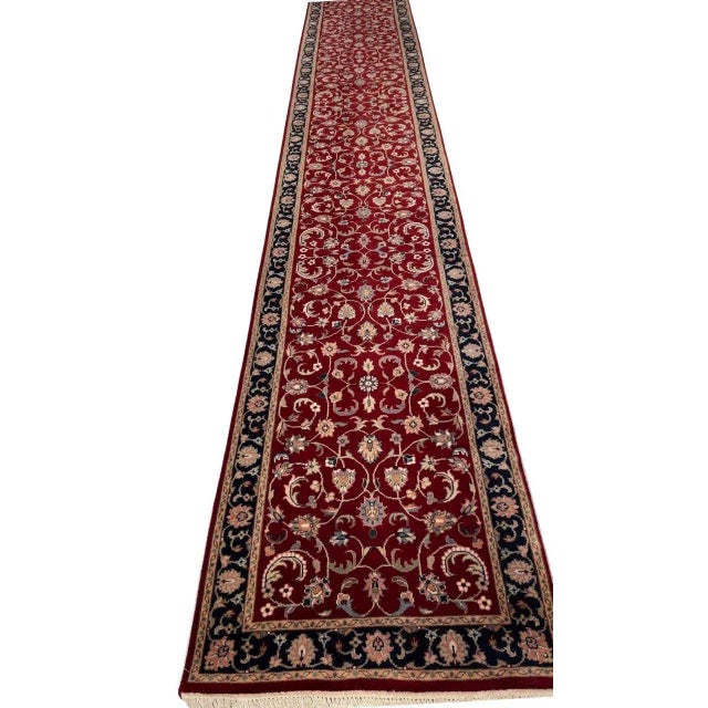 2020s Rust Color Hand Knotted Tabriz Design Runner For Sale - Image 4 of 5