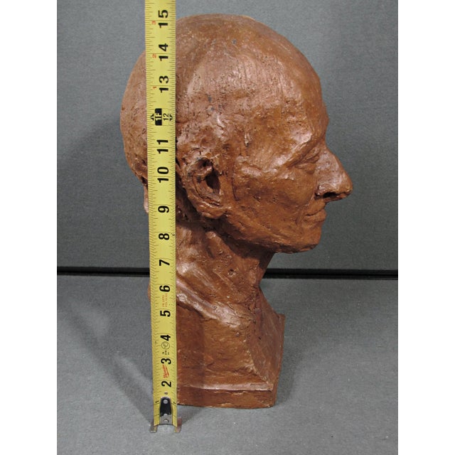 Vintage 1980 Hand-Sculpted Voltaire Portrait Bust Signed For Sale - Image 12 of 15