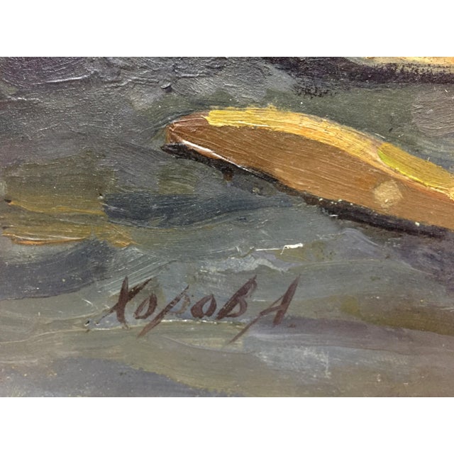 Brown 1980s Oil Painting Still Life With Bagels Khorov Alexander For Sale - Image 8 of 11