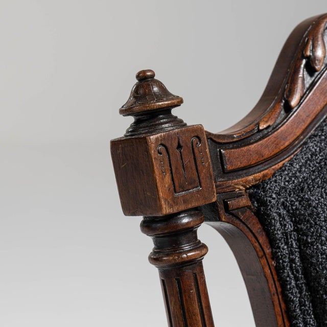 19th Century United Kingdom Charcoal Grey Carved Wood Side Chair For Sale - Image 11 of 11