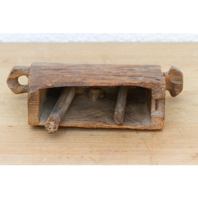 Rustic Handcarved Wooden Livestock Bell For Sale - Image 4 of 6