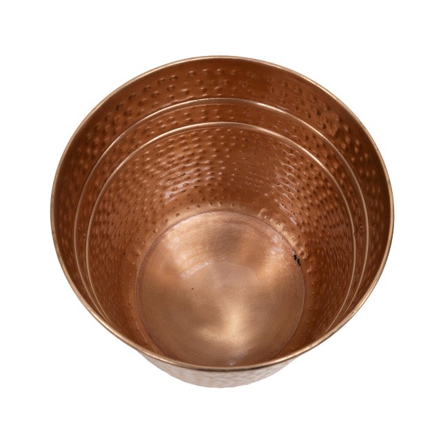 Traditional Hammered Copper Vessel, Firewood Holder or Cachepot For Sale - Image 3 of 4