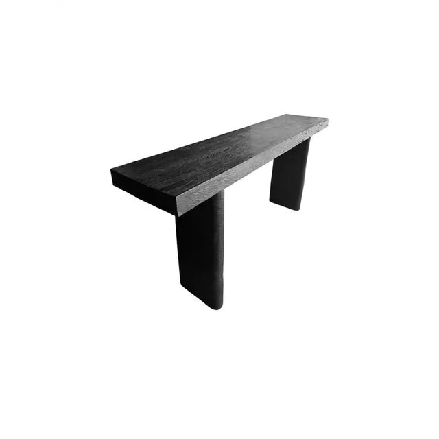 Contemporary Solid Mango Wood Console Table Burnt Finish Modern Organic For Sale - Image 3 of 6