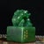 Stone Shoushan Green Stone Seal, Carved Ancient Beast Chop, Chinese Scholar Stone Stamp With Gilded Inscription For Sale - Image 7 of 9