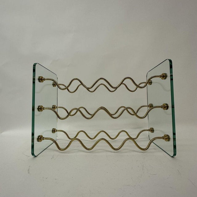 1970s French Wine Rack in Glass and Brass by David Lange, 1970s For Sale - Image 5 of 18