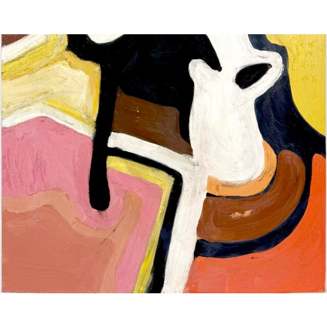 Paper 1960's Pink & Yellow Figurative Abstract by Les Anderson For Sale - Image 7 of 8